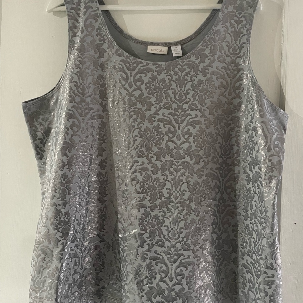 Chico's Silver Damask Sleeveless Top